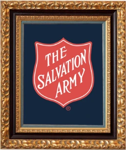 Framed image of The Salvation Army logo with text below: 1924, Ellison Family Roots.